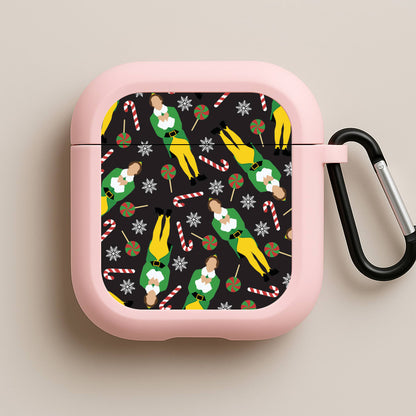 Elf Candy Cane Pattern Pink AirPods Case