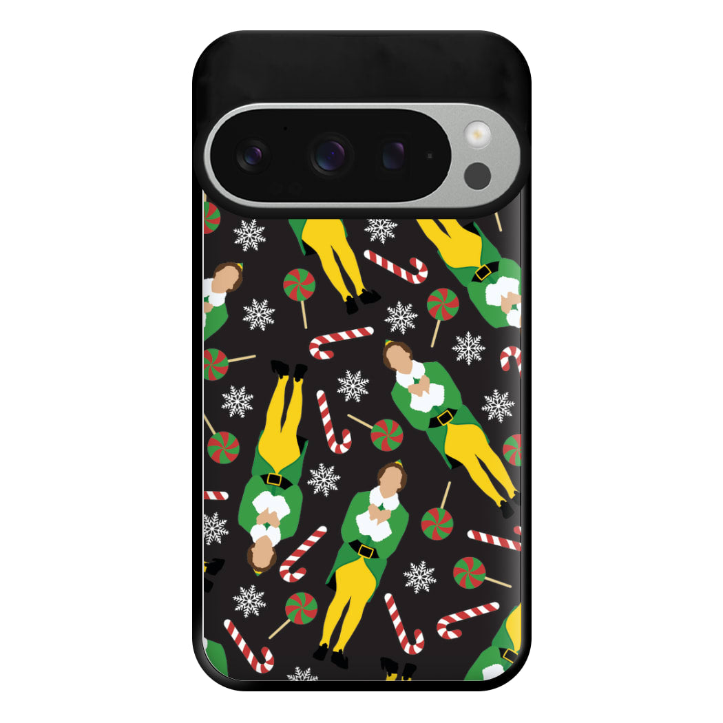 Elf Candy Cane Pattern Phone Case for Google Pixel 9 Pro XL