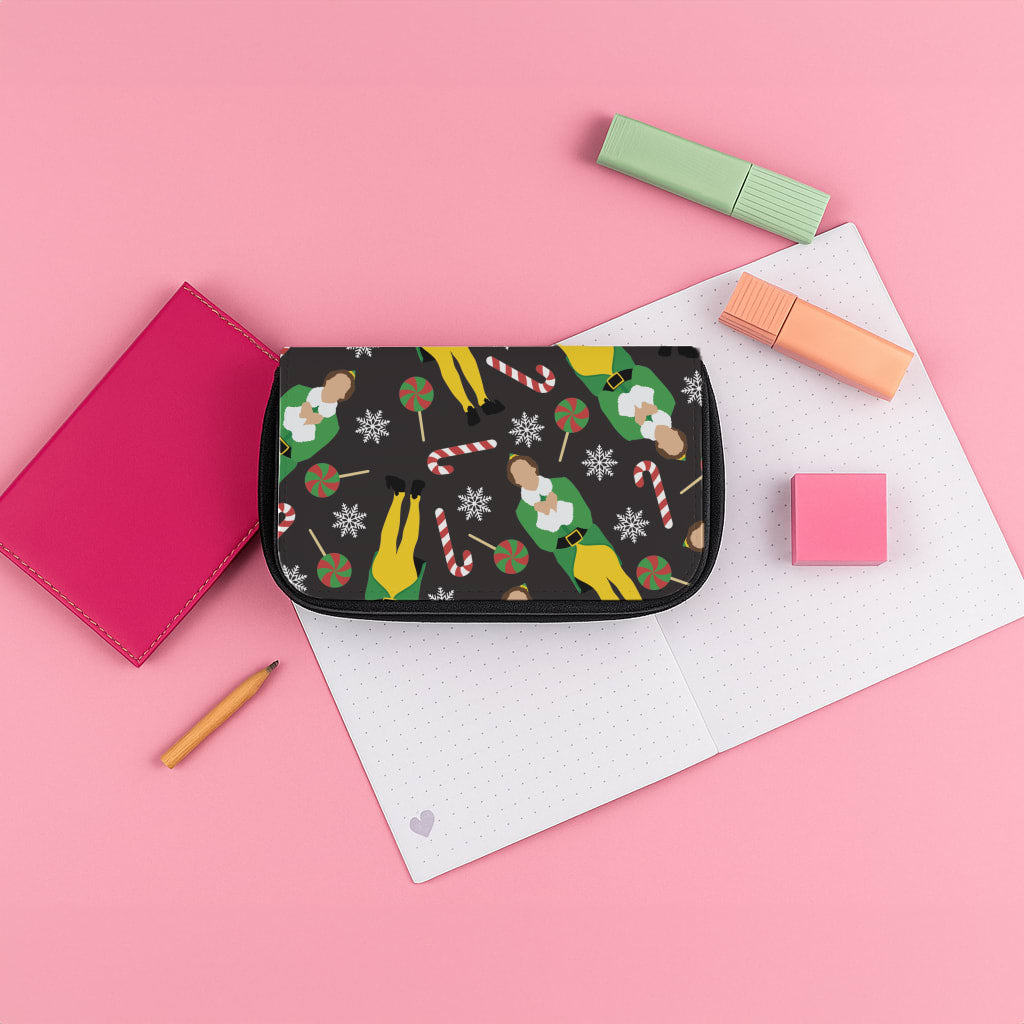 Elf Candy Cane Pattern Pencil Case