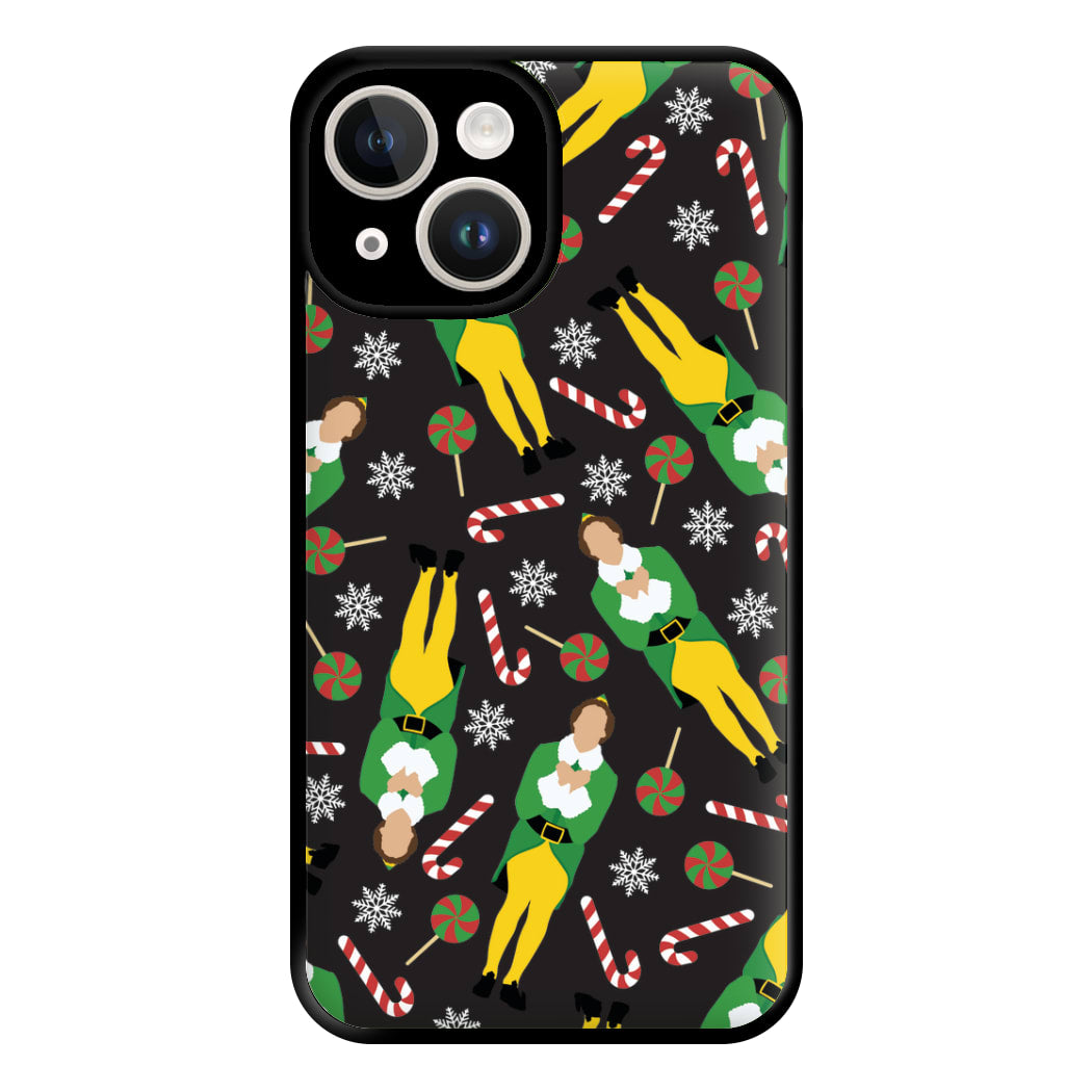 Elf Candy Cane Pattern Phone Case for iPhone 14