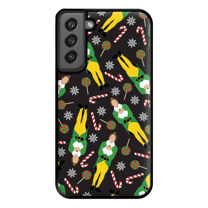 Elf Candy Cane Pattern Phone Case for Galaxy S21FE