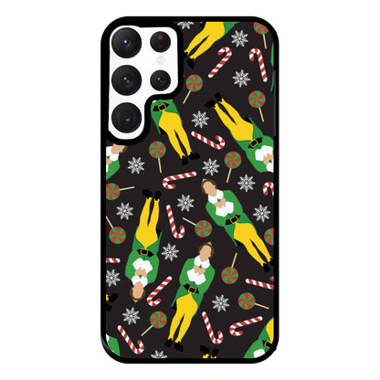 Elf Candy Cane Pattern Phone Case for Galaxy S22 Ultra