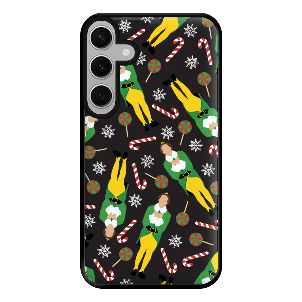 Elf Candy Cane Pattern Phone Case for Galaxy S24FE