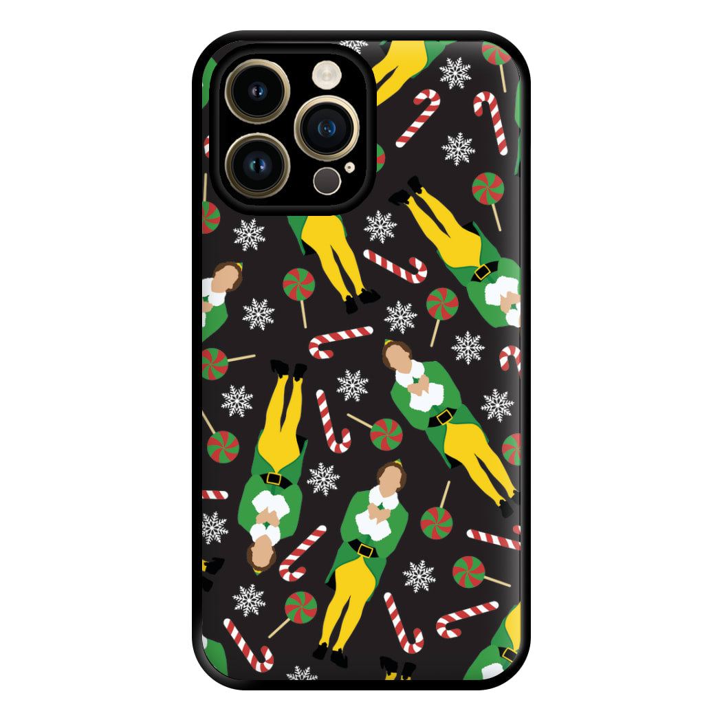 Elf Candy Cane Pattern Phone Case for iPhone 14 Pro Max