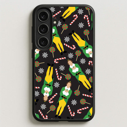 Elf Candy Cane Pattern Phone Case for Galaxy S25FE