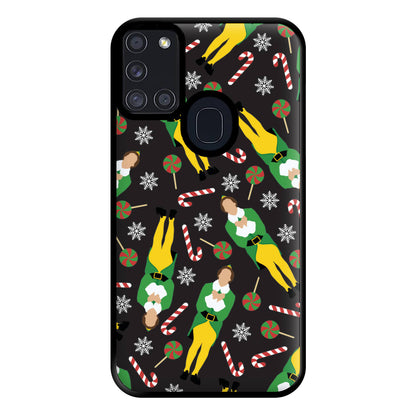 Elf Candy Cane Pattern Phone Case for Galaxy A21s