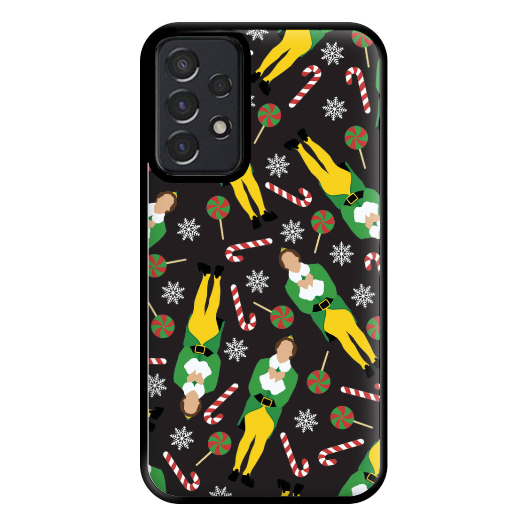 Elf Candy Cane Pattern Phone Case for Galaxy A52 / A52s