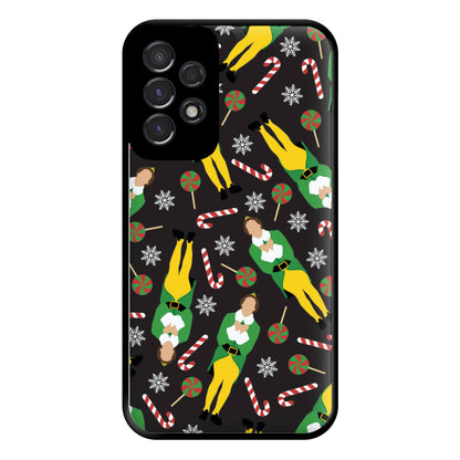 Elf Candy Cane Pattern Phone Case for Galaxy A53