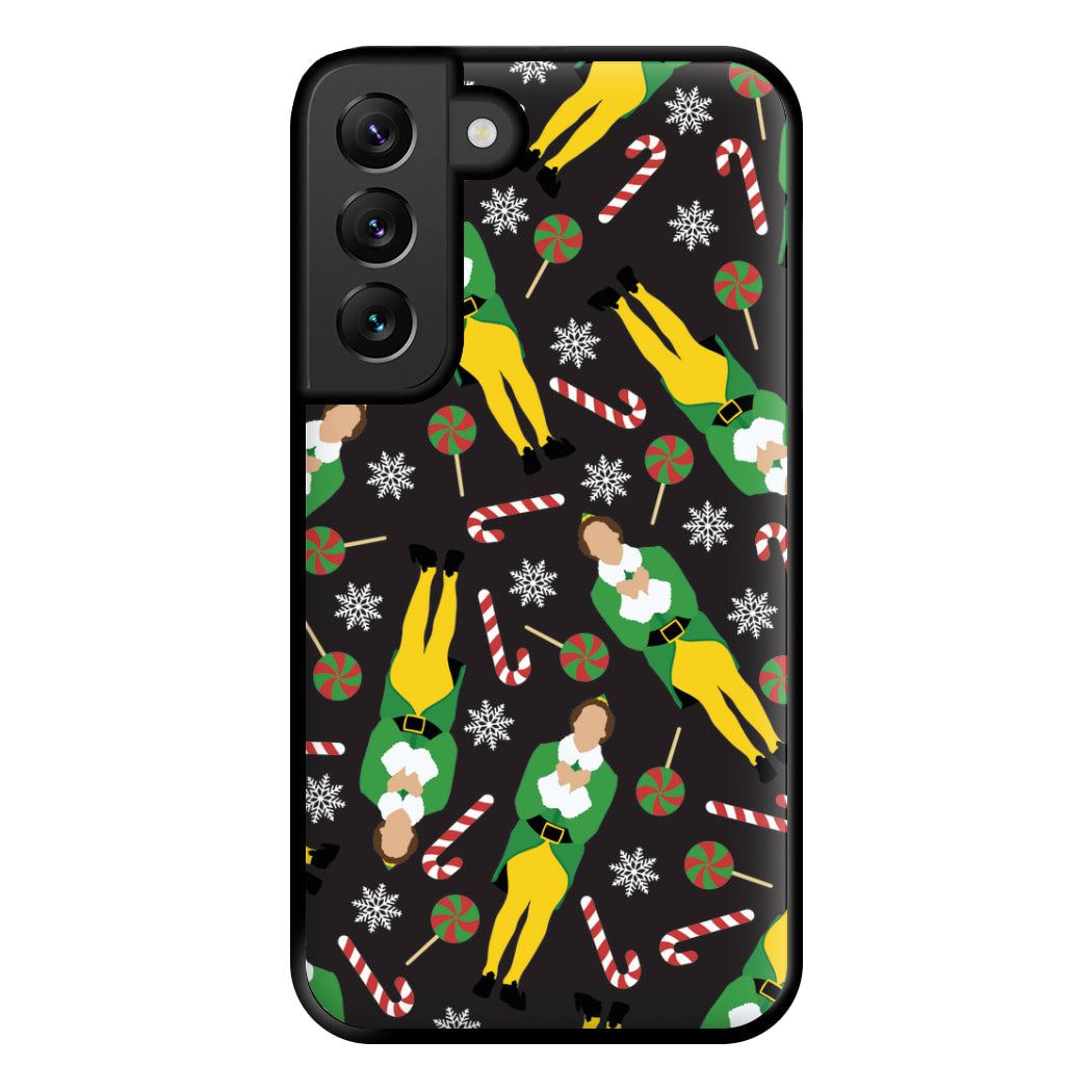 Elf Candy Cane Pattern Phone Case for Galaxy S22 Plus