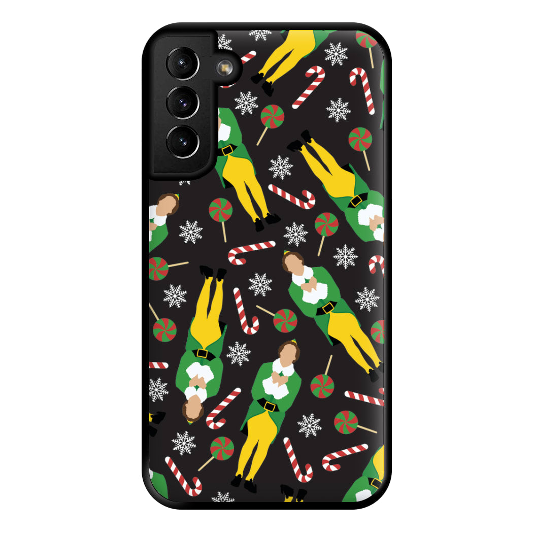 Elf Candy Cane Pattern Phone Case for Galaxy S21 Plus