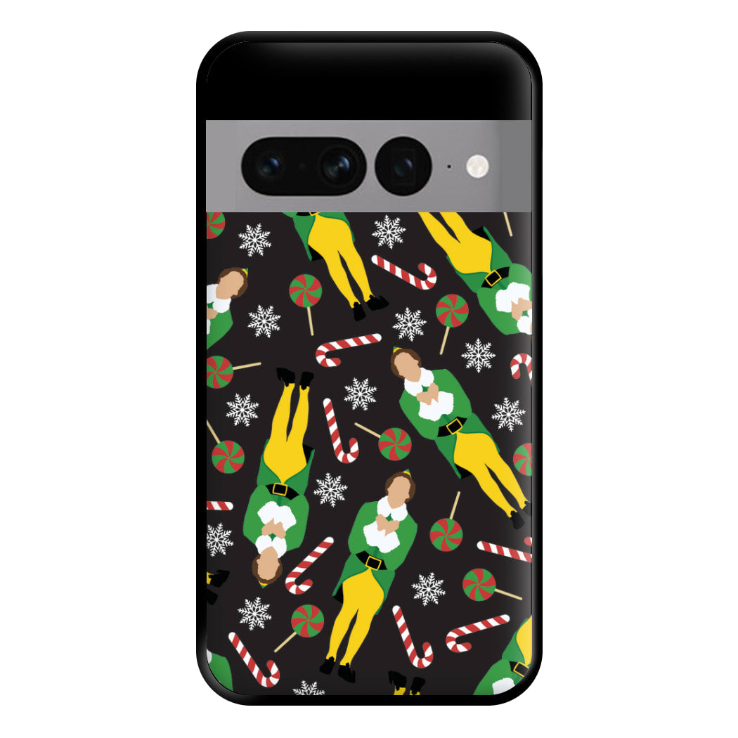 Elf Candy Cane Pattern Phone Case for Google Pixel 7 Pro