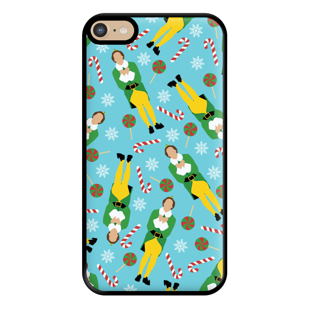 Elf Candy Cane Pattern Blue Phone Case for iPhone 6 Plus / 7 Plus / 8 Plus