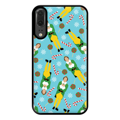 Elf Candy Cane Pattern Blue Phone Case for Huawei P20