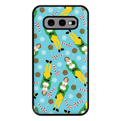 Elf Candy Cane Pattern Blue Phone Case for Galaxy S10e