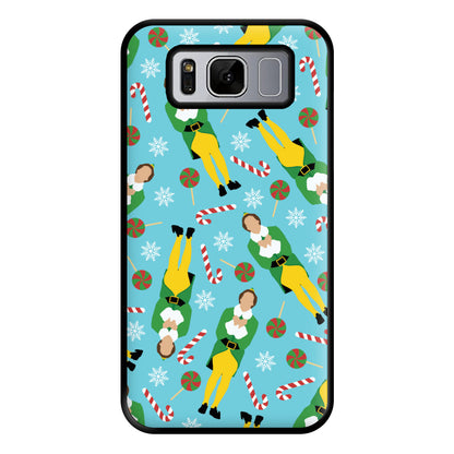 Elf Candy Cane Pattern Blue Phone Case for Galaxy S8 Plus