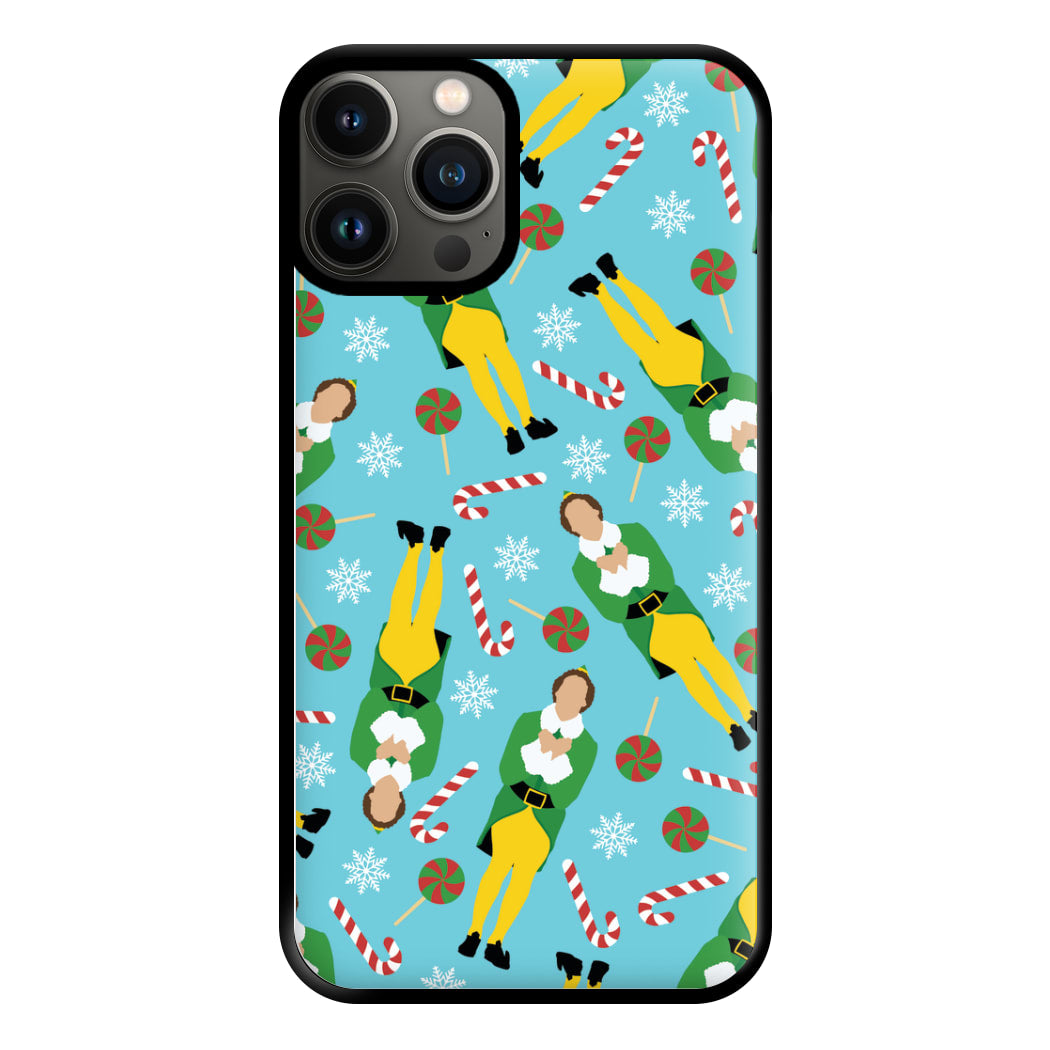 Elf Candy Cane Pattern Blue Phone Case for iPhone 11 Pro Max