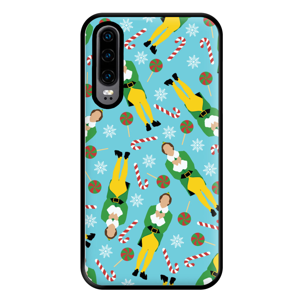 Elf Candy Cane Pattern Blue Phone Case for Huawei P30