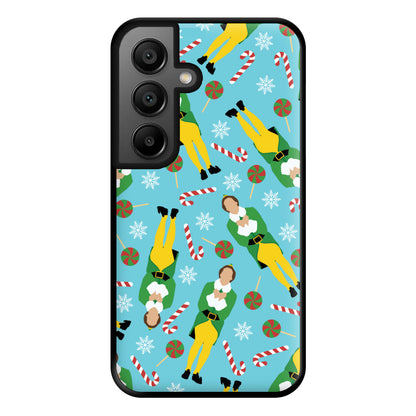 Elf Candy Cane Pattern Blue Phone Case for Google Pixel 8