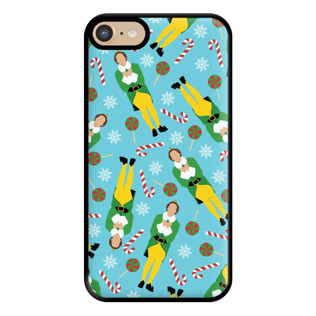 Elf Candy Cane Pattern Blue Phone Case for iPhone 6 / 7 / 8 / SE