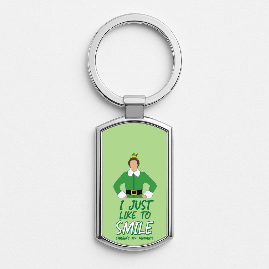 I Just Like To Smile Silver Keyring