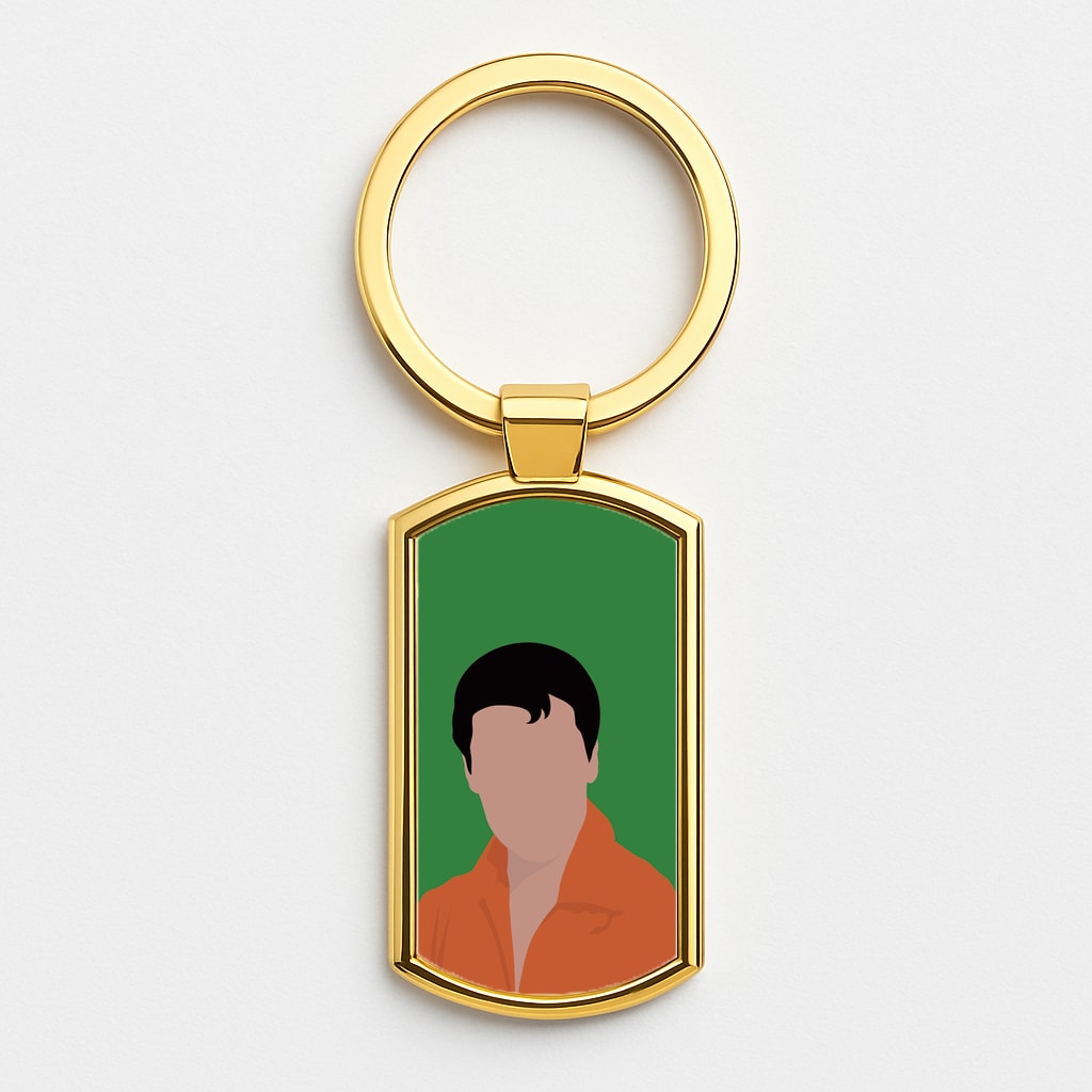 Faceless Elvis Gold Keyring