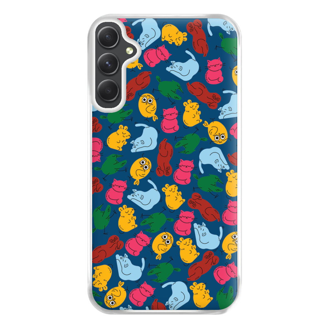 Animal Doodles - Chamberlain Phone Case for Galaxy A34