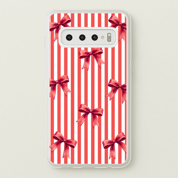 Candy Stripe Bows Phone Case - Galaxy S10 Plus / Standard