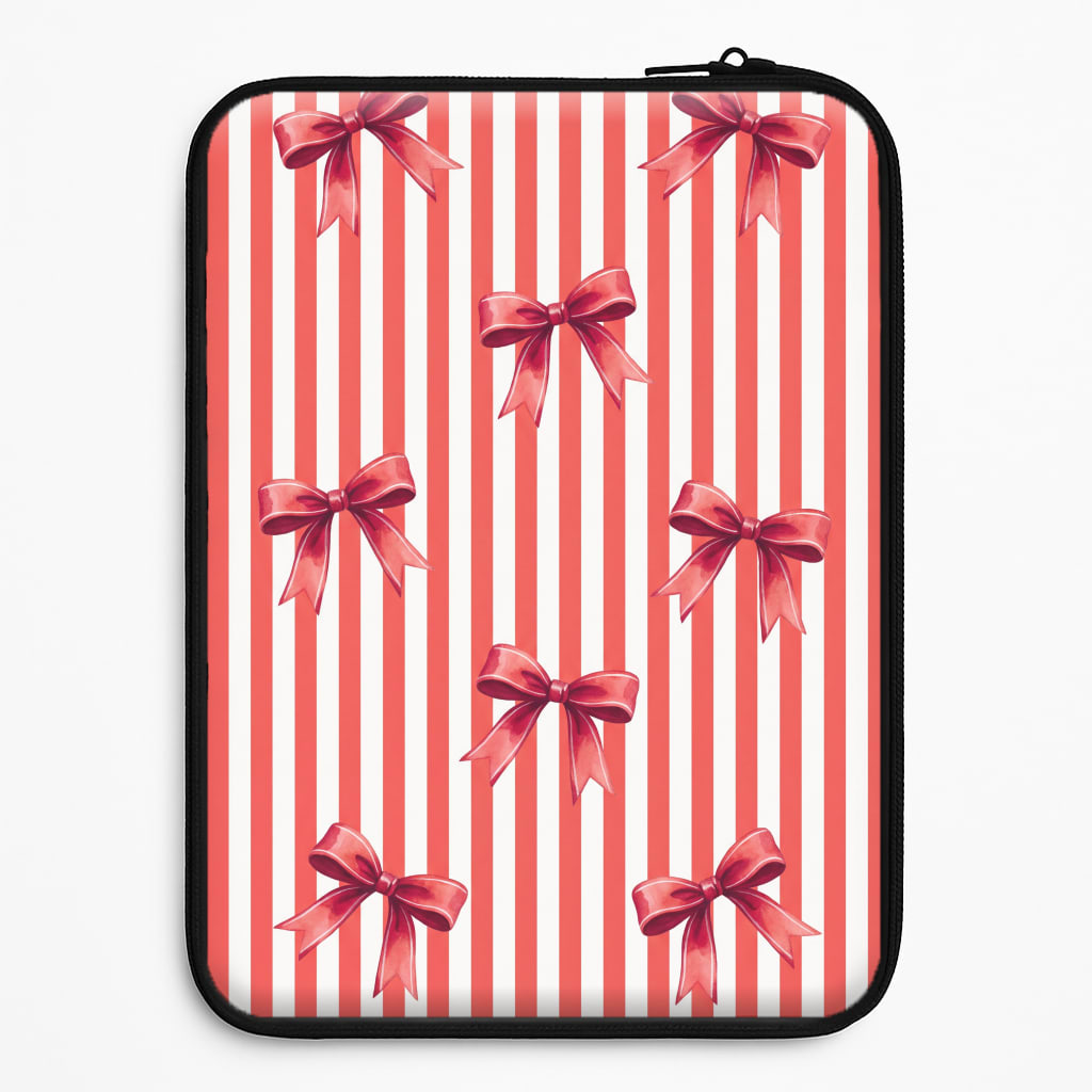 Candy Stripe Bows Laptop Sleeve