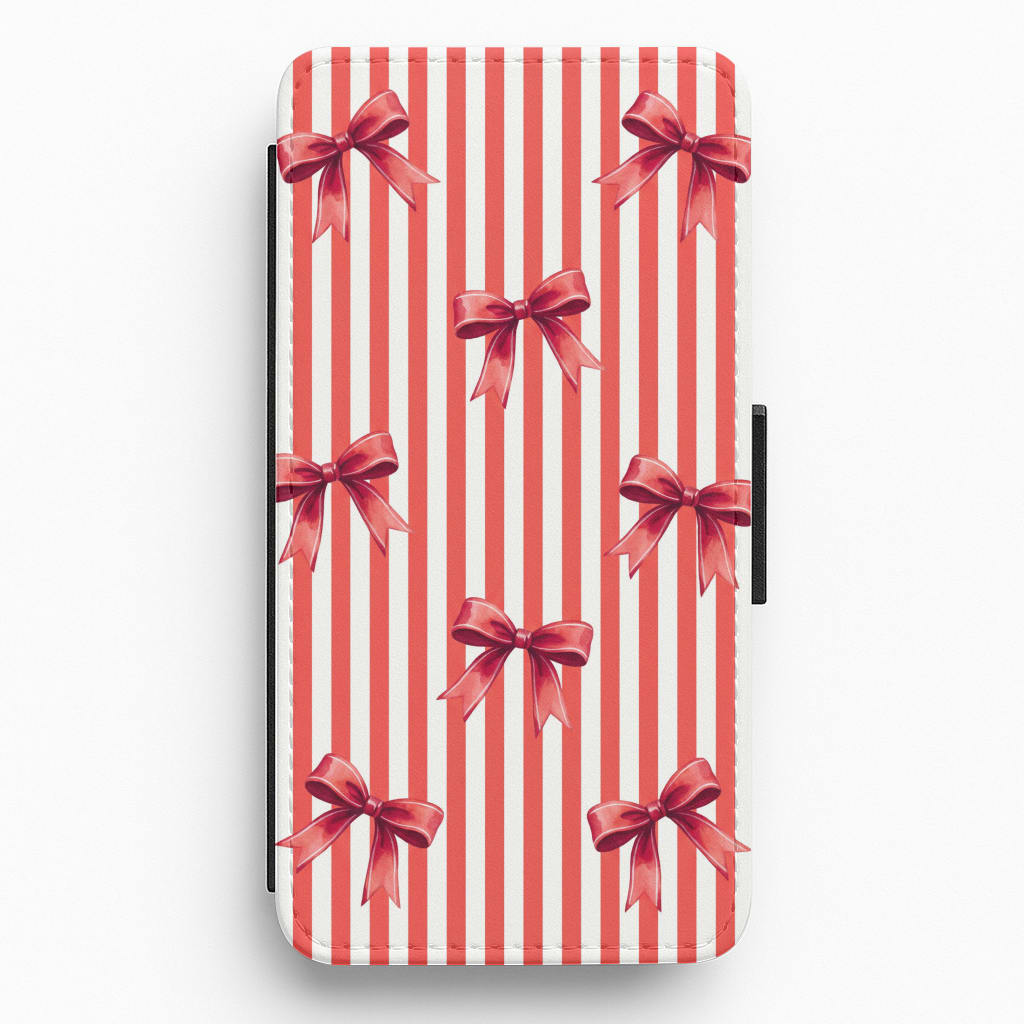 Candy Stripe Bows Flip / Wallet Phone Case