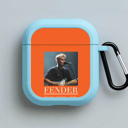 Fender Orange Song List Blue AirPods Case