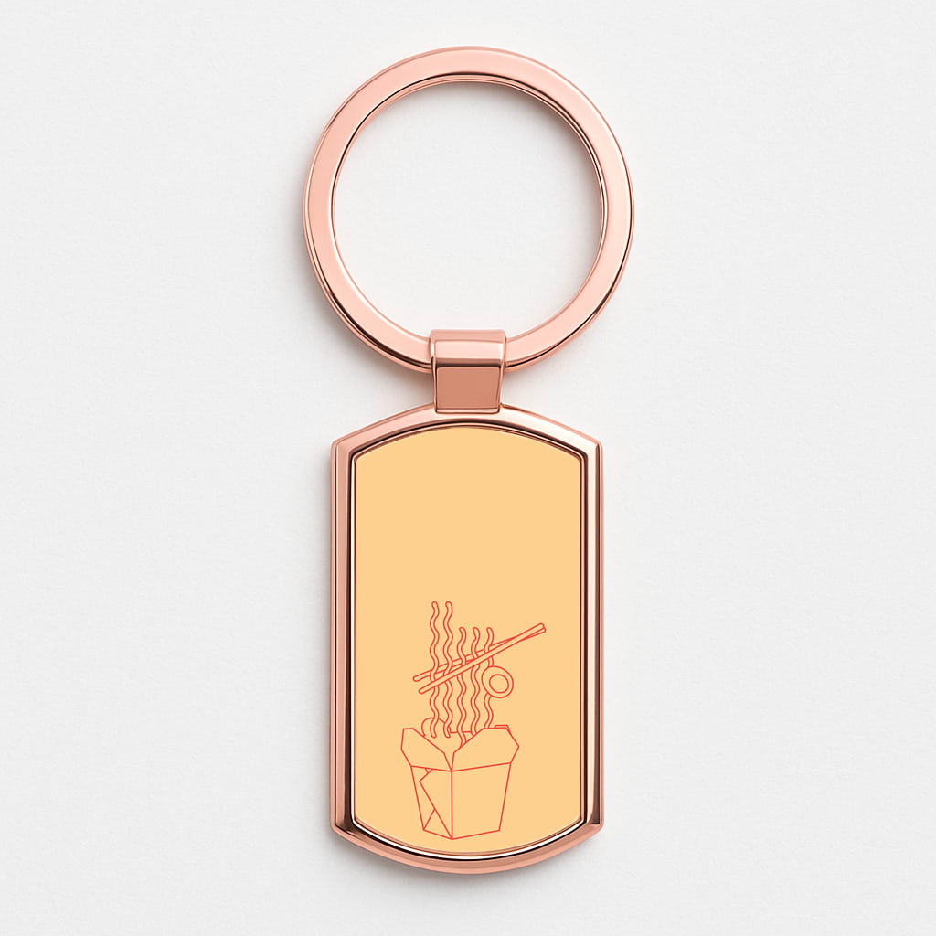 Noodels - Fast Food Patterns Rose Gold Keyring