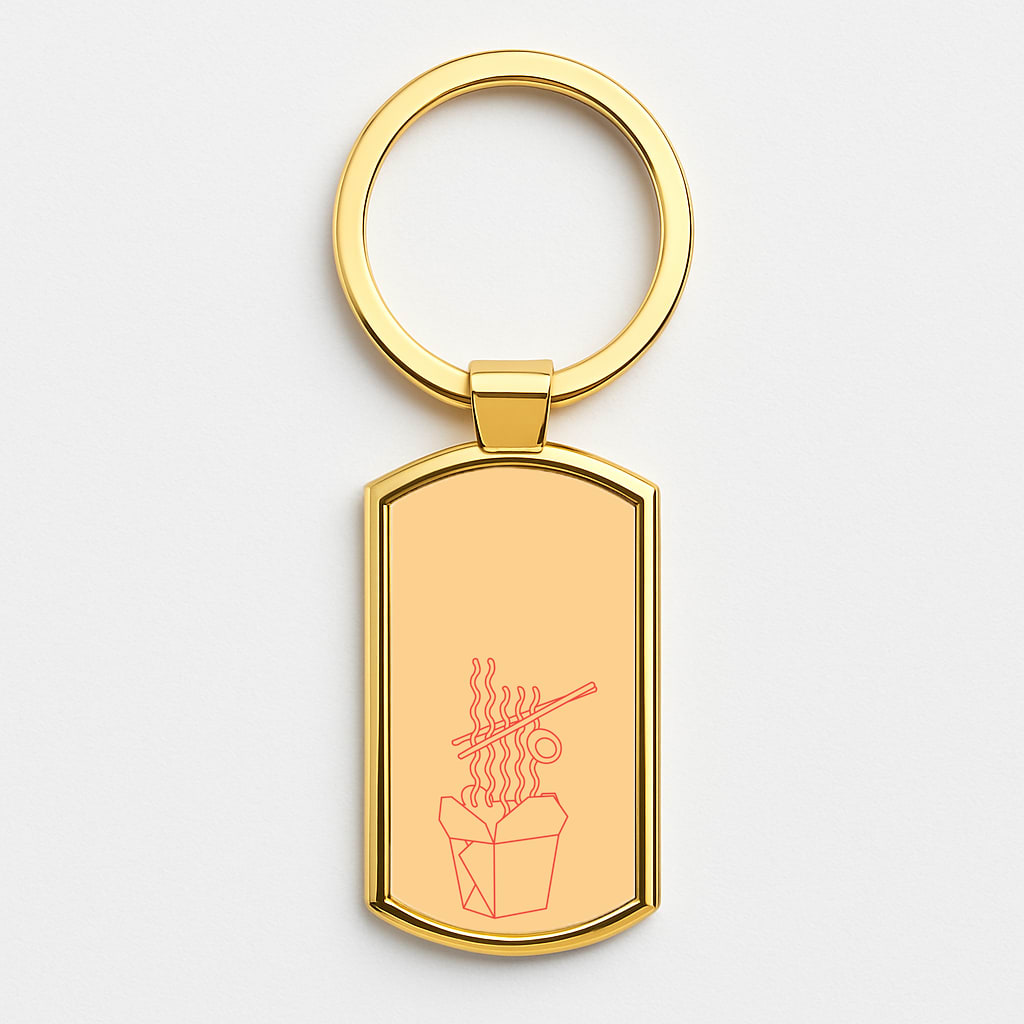 Noodels - Fast Food Patterns Gold Keyring