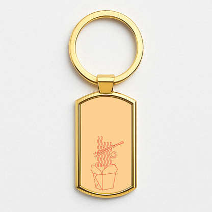 Noodels - Fast Food Patterns Gold Keyring