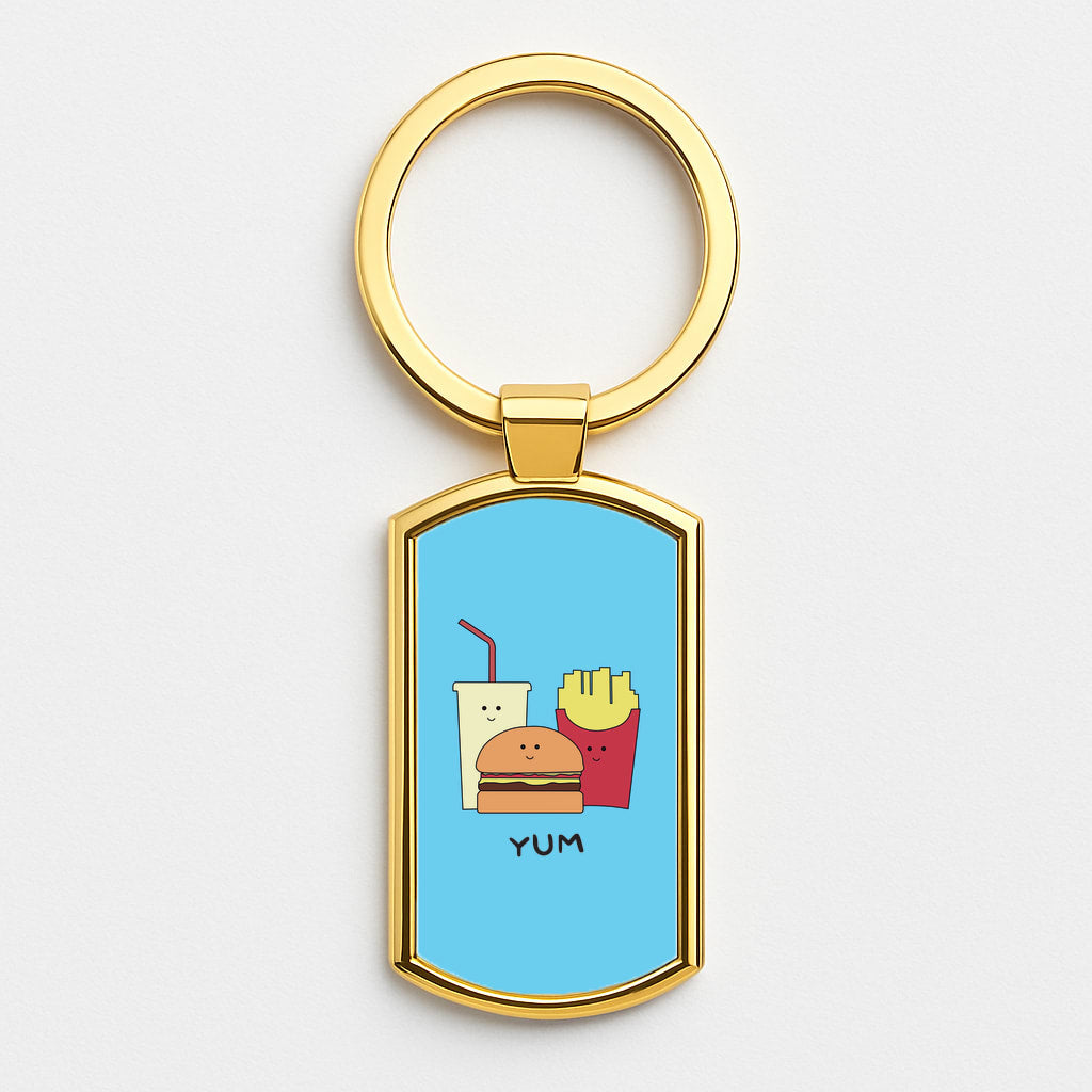 Fast Food Meal - Fast Food Patterns Gold Keyring
