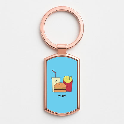 Fast Food Meal - Fast Food Patterns Rose Gold Keyring