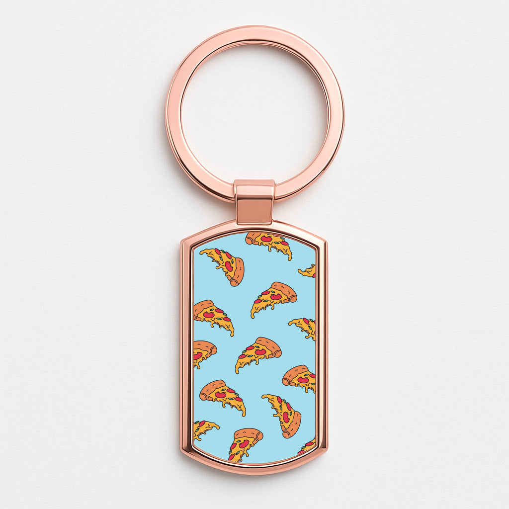 Pizza - Fast Food Patterns Rose Gold Keyring