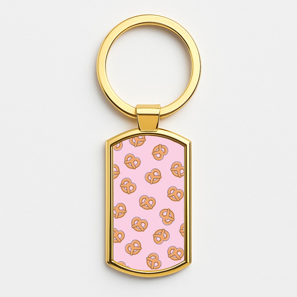 Pretzels - Fast Food Patterns Gold Keyring