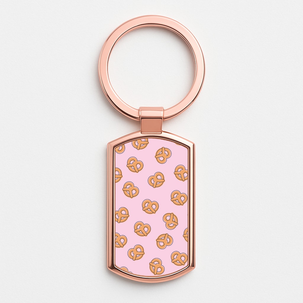 Pretzels - Fast Food Patterns Rose Gold Keyring