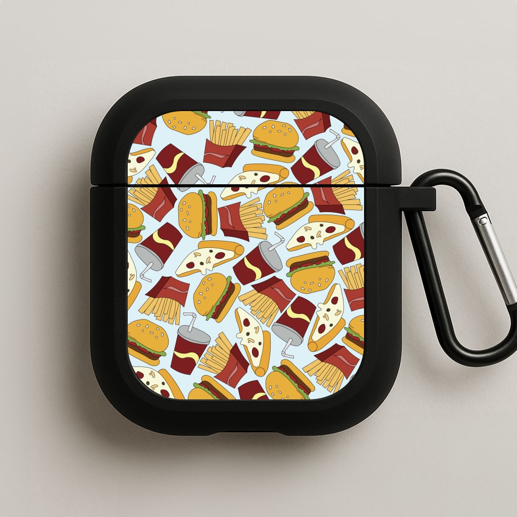 Burgers, Fries And Pizzas - Fast Food Patterns AirPods Case