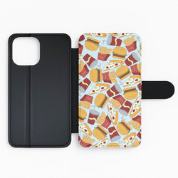 Burgers, Fries And Pizzas - Fast Food Patterns Flip / Wallet Phone Case