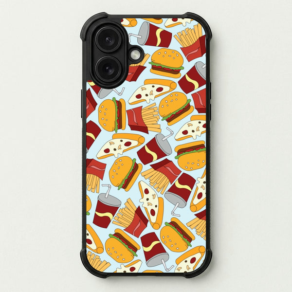 Burgers, Fries And Pizzas - Fast Food Patterns Phone Case — Bumper case