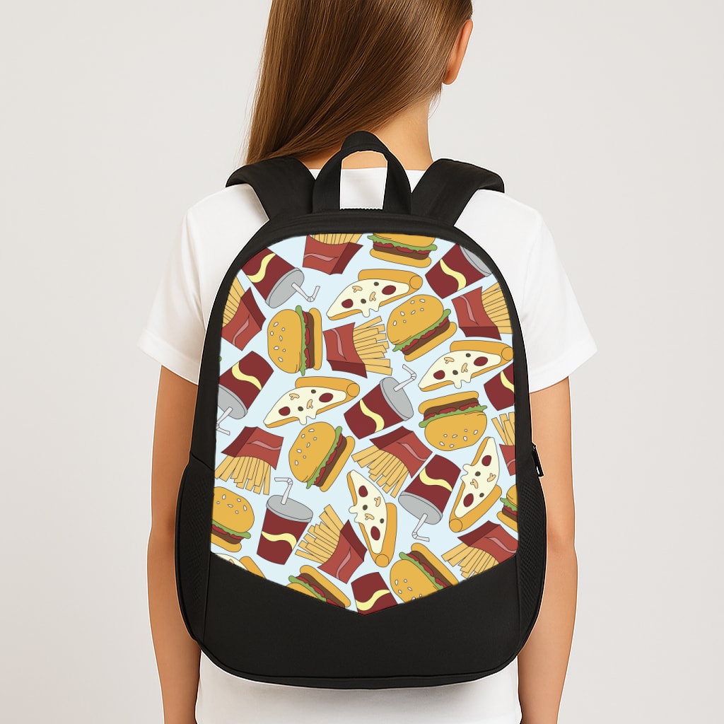 Burgers, Fries And Pizzas - Fast Food Patterns Backpack