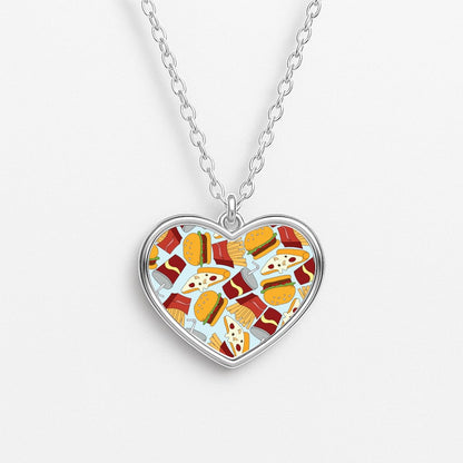 Burgers, Fries And Pizzas - Fast Food Patterns Necklace