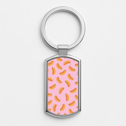 Hot Dogs - Fast Food Patterns Silver Keyring