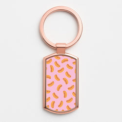 Hot Dogs - Fast Food Patterns Rose Gold Keyring