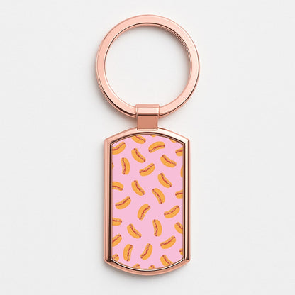 Hot Dogs - Fast Food Patterns Rose Gold Keyring