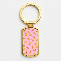 Hot Dogs - Fast Food Patterns Gold Keyring