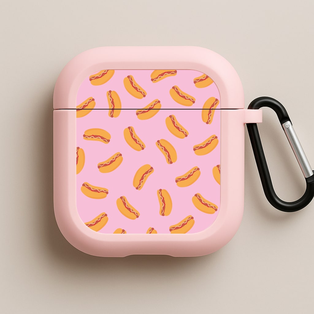 Hot Dogs - Fast Food Patterns Pink AirPods Case