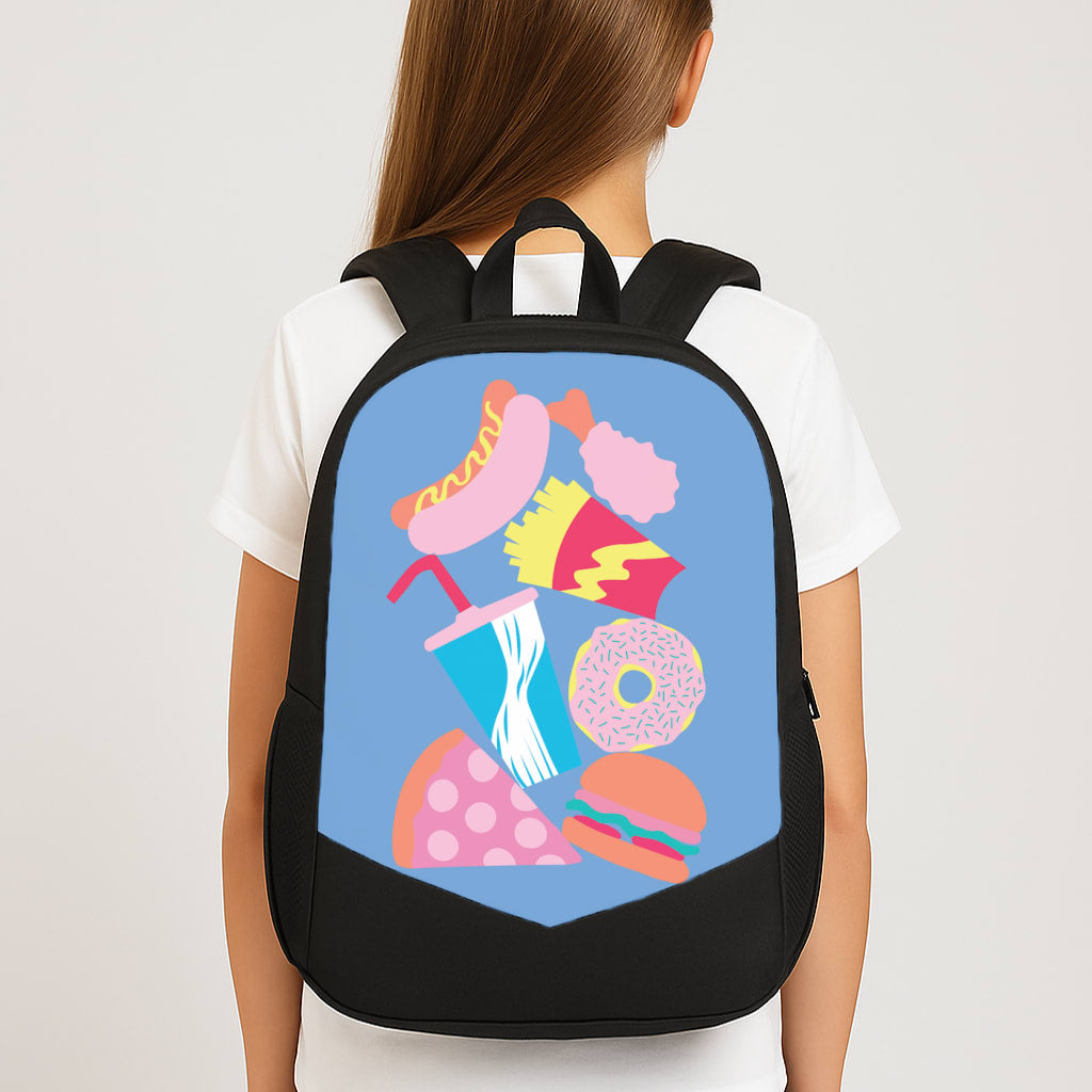 All The Foods - Fast Food Patterns Large School Bag