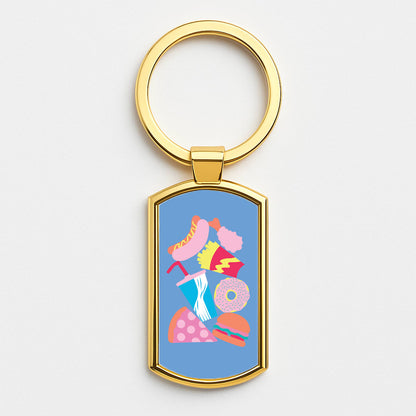All The Foods - Fast Food Patterns Gold Keyring